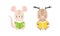 Funny Baby Animals Reading Books Set, Adorable Little Mouse and Deer Sitting and Learning, Kids Education Concept