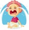 Funny Baby Crying Vector Cartoon Illustration