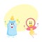 Funny baby dummy, pacifier and milk, feeding bottle characters