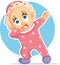 Funny Baby Girl Dabbing Vector Cartoon