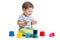 Funny baby playing with colourful cup toys