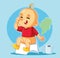 Funny Baby Sitting on the Potty Vector Cartoon