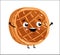 Funny baked pie isolated cartoon character