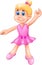 Funny ballerina cartoon standing with smile and waving