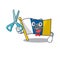 Funny Barber flag canary island Scroll cartoon character design style