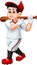 Funny baseball player cartoon standing bring stick with laughing