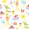 Funny beach seamless pattern hand drawn design