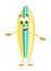 Funny Beach Surfboard with eyes - Summer Things Collection. Cartoon funny characters