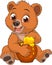 Funny bear with a pot of honey