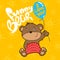 Funny bear whith ballon Vector illustration