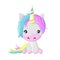 Funny beautiful fictional cartoon character, colorful unicorn. Fantasy fairy animal.