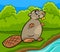 Funny beaver cartoon illustration