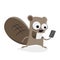 Funny beaver with smartphone