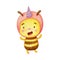 Funny bee dressed up as a unicorn. Sweet watercolor character illustration.