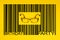 Funny bee glasses and barcode on a yellow background