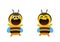 Funny bee smiles broadly two types