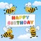 Funny Bees Happy Birthday