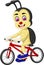 Funny Beetle With Bicycle Cartoon