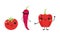 Funny Bell Pepper and Tomato Vegetable Character with Smiling Face Vector Set