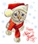 Funny bengal cat in christmas hat vector illustration