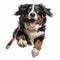 Funny Bernese Mountain Dog Jumping In Colorized Style