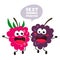 Funny berries raspberries and blackberries with quote. Best friends forever. Vector illustration on a white background in cartoon