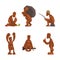 Funny Bigfoot or Yeti Character with Huge Furry Body Engaged in Different Activity Vector Set