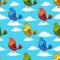 Funny Birds on Clouds, Seamless