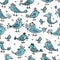 Funny birds, seamless pattern for your design