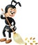 Funny Black Ant Sweeping Cartoon