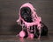 Funny black dog in pink intricate Threads