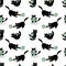 Funny black kittens playing with clews. Seamless pattern, vector