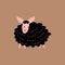 Funny black lamb hand drawn vector illustration. Isolated farm animal in flat style.