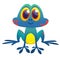 Funny blue acid frog cartoon character. Vector illustration
