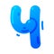 Funny Blue Balloon Number or Numeral Four Vector Illustration
