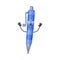 Funny Blue Ballpoint Pen as Office Supply Humanized Character Vector Illustration