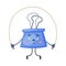 Funny Blue Binder Clip as Office Supply Humanized Character Skipping Rope Vector Illustration