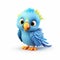 Funny Blue Bird 3d Animation Icon On White Background