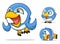 Funny Blue Bird Cartoon Character