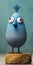 Funny blue bird figurine. Beautiful illustration picture. Generative AI