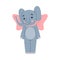 Funny Blue Elephant with Large Ear Flaps and Trunk Wearing Pink Bow Vector Illustration