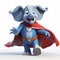 Funny Blue Elephant Superhero Cartoon Character In Zbrush Style