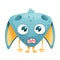 Funny Blue Monster with Huge Ears Gasping Feeling Surprised Vector Illustration