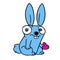 Funny blue rabbit parody character animal illustration cartoon