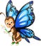 Funny Blue Wings Butterfly Cartoon