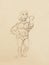 Funny Bodybuilder, pencil sketch on vintage paper..