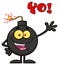 Funny Bomb Cartoon Mascot Character Waving For Greeting