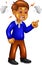 Funny boy cartoon standing with angry and pointing