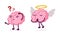 Funny Brain Character Scratching Head Searching for Answer and with Nimbus and Angel Wings Vector Set