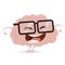 Funny brain with nerd glasses